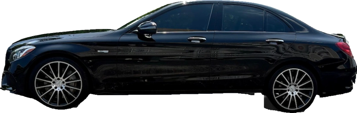 2018 Mercedes-Benz C43 AMG, black, side profile